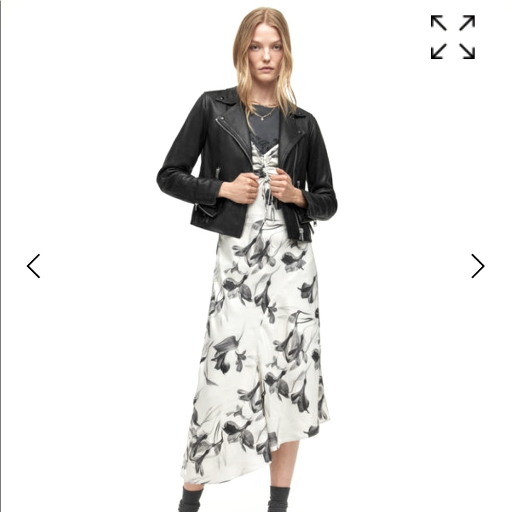 All Saints Slim Black Leather Jacket